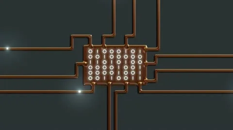 Stylized computer chip processing data with binary code. Stock Footage 12036049