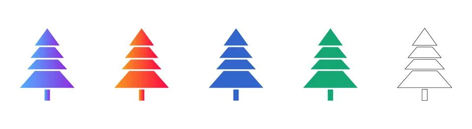 Stylized Conifer Tree Icons 库存插图