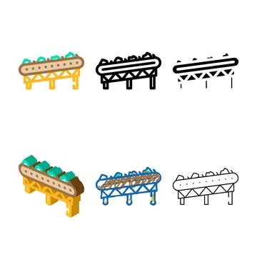 Stylized conveyor system mining color icon vector 스톡 일러스트
