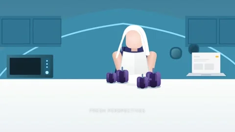 Stylized Cook Preparing Purple Bell Peppers With Inspirational Text Stock Footage 333494743