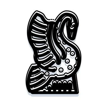 Stylized creature vector illustration with tentacles and wings Stock Illustration