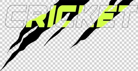 Stylized CRICKET text is cutting in vector art, showing neon claw marks on Stock Illustration