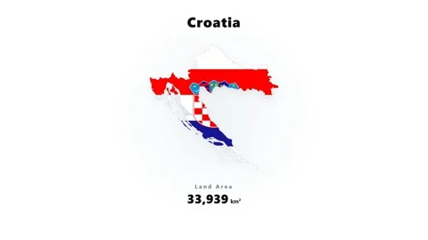 Stylized Croatia map assembled from red white blue brush strokes with dispersing Stock Footage 345634018