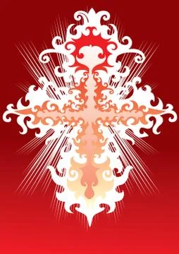 Stylized cross in white on a red background, vector illustration, Stock Illustration