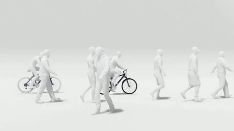 Stylized Crowd with Cyclists Grey Background Video stock 312973061
