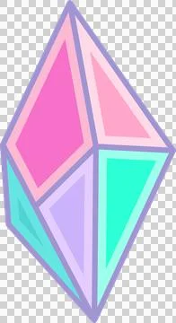 Stylized crystal prism floating in flat design, showing pastel facets on Stock Illustration