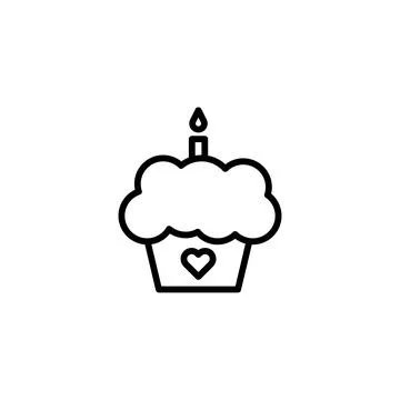 Stylized cupcake illustration with a single candle providing minimalist cel.. Stock Illustration