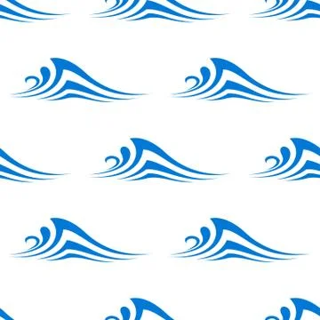 Stylized curling ocean wave seamless pattern Stock Illustration