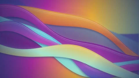 Stylized curved ribbon bands drift horizontally in a seamless loop Stock Footage 341402139