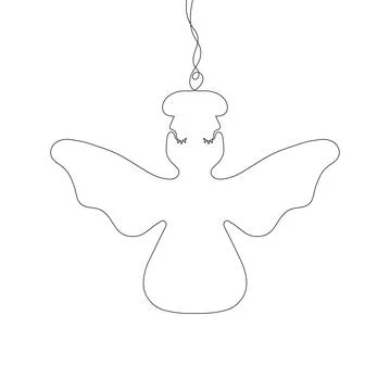 Stylized cute angel. Continuous One Line Drawing. Outline style. Vector illus Stock Illustration