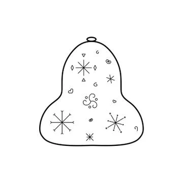 Stylized cute bell. Outline style. Vector illustration for decor, greeting car Stock Illustration