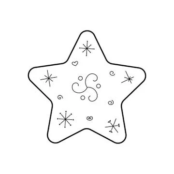Stylized cute star. Outline style. Vector illustration for decor, greeting car Stock Illustration