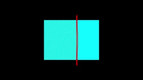 Stylized cyan square split by red line with diagonal hatching in smooth ani.. Stock Footage 321454922