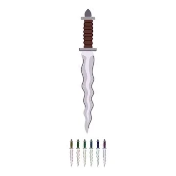 Stylized dagger illustrating ancient sharp fantasy weapon graphic Stock Illustration