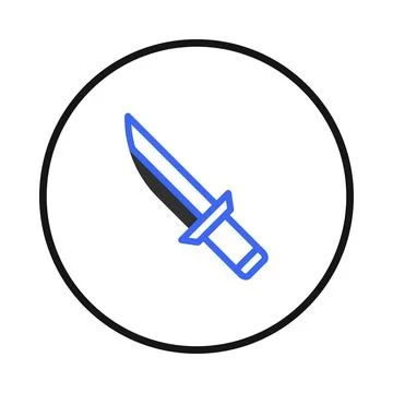 Stylized dagger illustration within a circular frame emblem depicting comba.. Stock Illustration