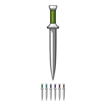 Stylized dagger representing medieval weapon with sharp blade Stock Illustration
