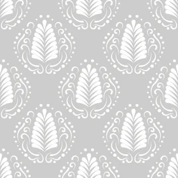 Stylized damask leaf or feather seamless pattern Stock Illustration