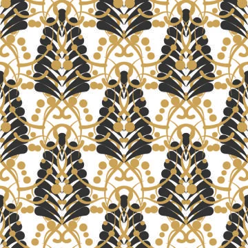 Stylized damask leaf or feather seamless pattern Stock Illustration
