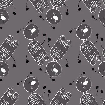 Stylized dancing robots - graphics. Machine Revolt, Artificial Intelligence Illustrazione stock