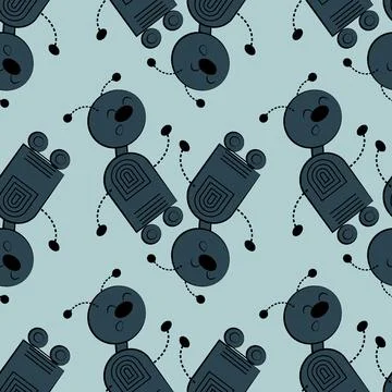 Stylized dancing robots - graphics. Machine Revolt, Artificial Intelligence Stock Illustration