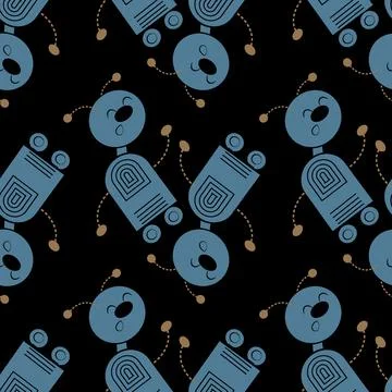 Stylized dancing robots - graphics. Machine Revolt, Artificial Intelligence Stock Illustration