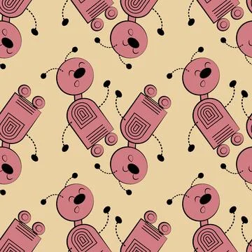 Stylized dancing robots - graphics. Machine Revolt, Artificial Intelligence Stock Illustration