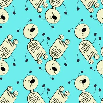 Stylized dancing robots - graphics. Machine Revolt, Artificial Intelligence Stock Illustration