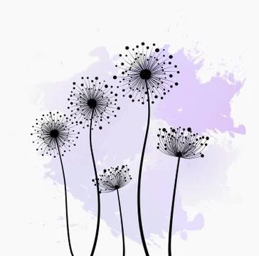 Stylized dandelions  background Stock Illustration