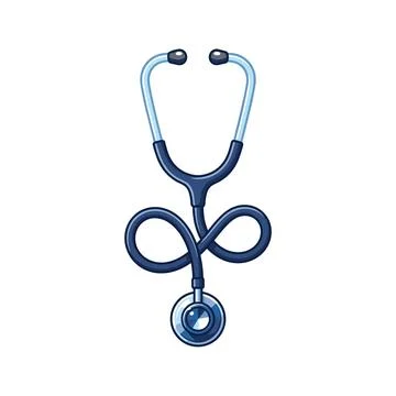 Stylized dark blue stethoscope with infinity symbol loop on white backgroun.. Illustration