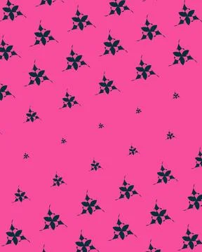Stylized dark botanical clusters repeat over an intense pink ground, delive.. Stock Illustration