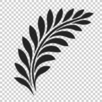 Stylized decorative branch with leaves rendered in a halftone dot pattern c.. Stock Illustration