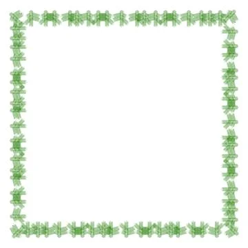 Stylized decorative frame of spruce twigs - on white background Stock Illustration