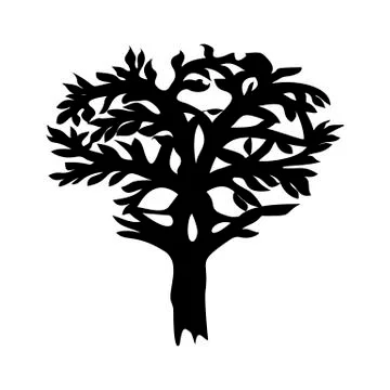 Stylized decorative image tree with horns. Illustrazione stock