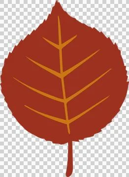 Stylized deep red leaf is being shown on transparent background, with orange Stock Illustration