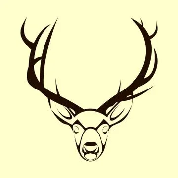 Stylized deer head ikon. Hand drawn silhouette Stock Illustration