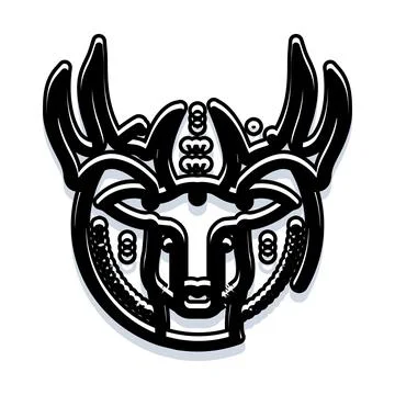 Stylized deer head symbol with decorative elements Stock Illustration