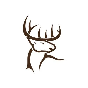 Stylized deer head vector illustration isolated on white background. Stock Illustration
