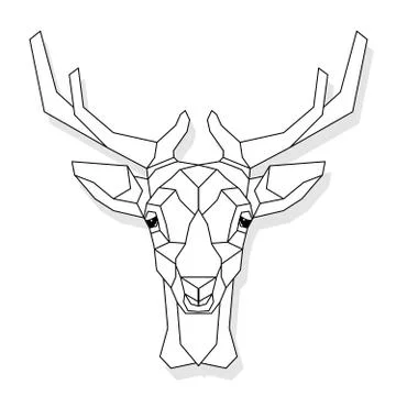 Stylized deer head vector illustration isolated on white background Stock Illustration