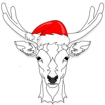 Stylized deer head vector illustration isolated. Xmas. new year. Stock Illustration