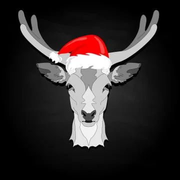 Stylized deer head vector illustration isolated. Xmas. new year. Stock Illustration