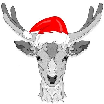 Stylized deer head vector illustration isolated. Xmas. new year. Stock Illustration