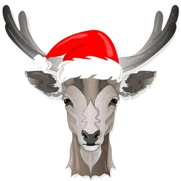 Stylized deer head vector illustration isolated. Xmas. new year. Stock Illustration