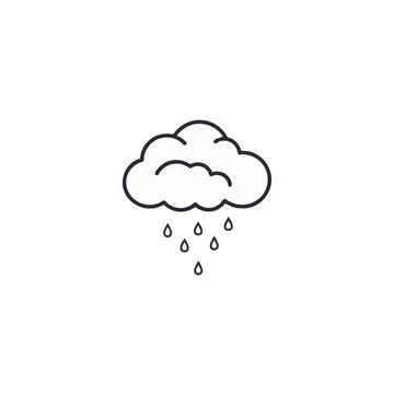 Stylized depiction of a cloud accompanied by rain droplets offering a weath.. 스톡 일러스트