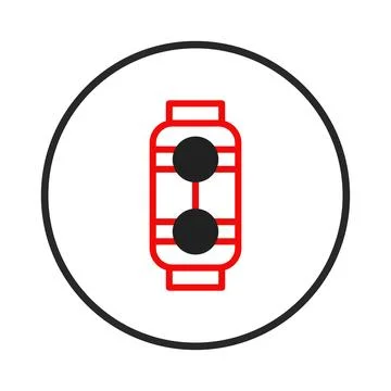 Stylized depiction of connected spheres within an outlined container, a min.. Stock Illustration