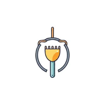 Stylized depiction of gardening tools within a circular frame emphasizing m.. Stock Illustration