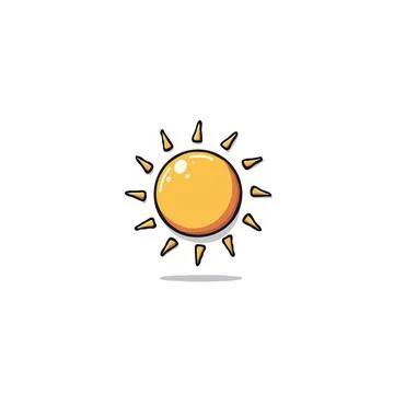 Stylized depiction of a radiant sun with angular rays, casting a soft shado.. 스톡 일러스트