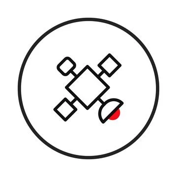 Stylized depiction of satellite orbiting within circular framework represen.. 스톡 일러스트