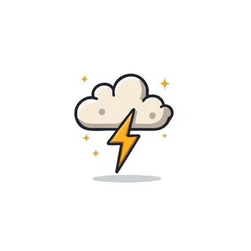 Stylized depiction of a thundercloud with an electrical discharge presentin.. Stock Illustration