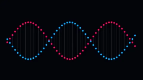 A stylized digital illustration of a glowing dna double helix structure 動画素材 338310472