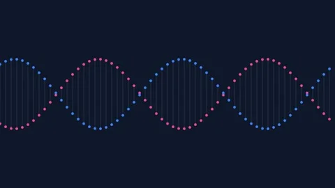 A stylized digital illustration of a glowing double helix dna strand Stock Footage 339618788